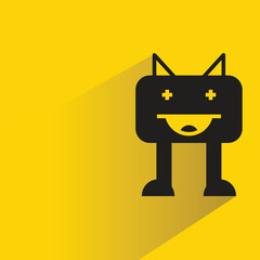 cute monster icon with shadow on yellow background