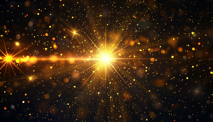 Glowing Starburst of Golden Particles