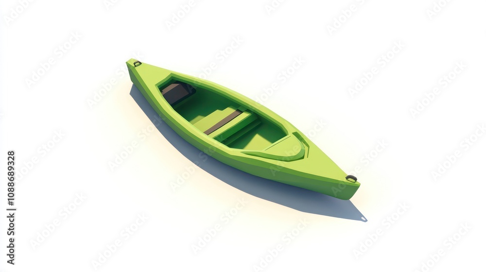 Poster a stylized green kayak displayed from a top-down perspective.