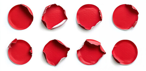 series of red paint samples with varying textures and finishes, showcasing beauty of color and design. glossy and matte surfaces create interesting visual contrast