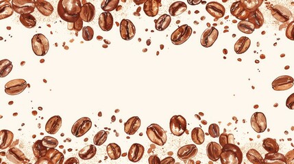 Roasted Coffee Bean Falling Banner for International Coffee Day