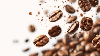 Roasted Coffee Bean Falling Banner for International Coffee Day