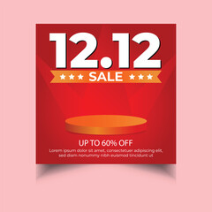 12.12 sale background social media post template