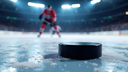 Fototapeta premium A sleek dry ice puck on a ramp interactive mockup highlighting a puck in motion with realistic details.