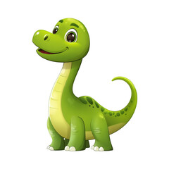 Cute Green Dinosaur Cartoon Illustration