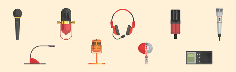 Different Microphones as Speaking Vocal Tool Vector Set