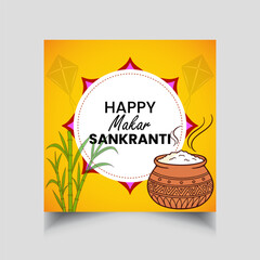 Happy makar sankranti background social media post template