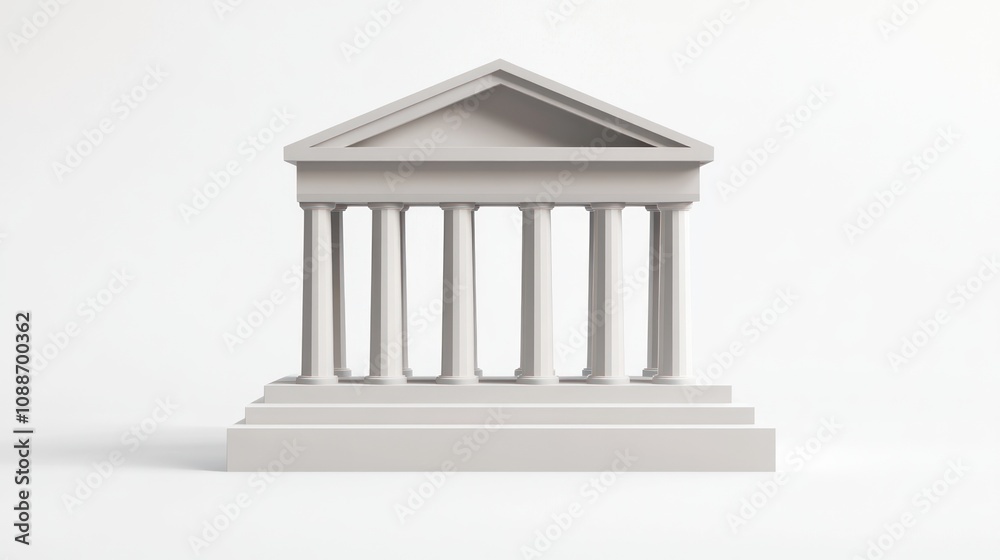 Aufkleber a minimalist representation of a classical building with columns and a triangular pediment.
