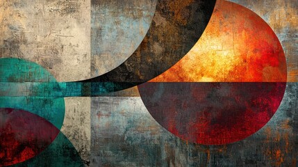 A bold digital abstract art piece featuring a mix of colors and shapes, perfect for modern decor