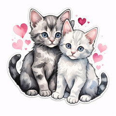 Fototapeta premium Romantic Kitten Duo with Heart Surroundings