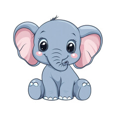 Obraz premium Cute Baby Elephant Cartoon Illustration