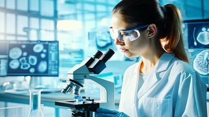 Female scientist in a lab working on experiments