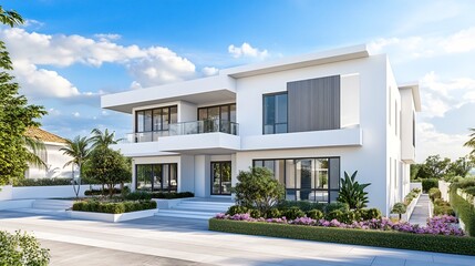 Stunning White Modern Home With Clean Architectural Lines and Nature Surroundings