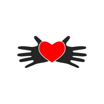 Heart in the palms of your hands icon isolated on white background.