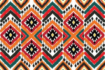 Abstract ethnic ikat pattern traditional Design for background, carpet, wallpaper, clothing, wrapping, Batik, fabric, Vector illustration. embroidery style.