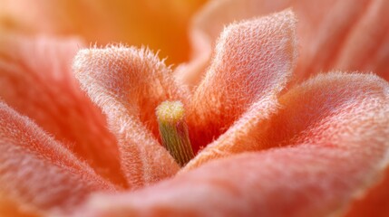 Close-up of a Fuzzy Orange Flower with a Green Center