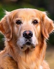 Golden retriever dog, detail of the face, AI generated