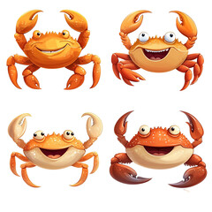 Obraz premium Adorable Cartoon Crabs Collection: Four Happy Crustaceans