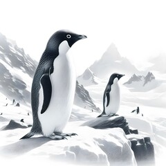 Obraz premium 아델리펭귄, 펜슬 드로잉 (Adélie penguin, pencil drawing)