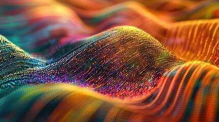 A close-up of digital abstract data elements, showcasing complex algorithms and patterns