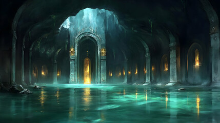 Submerged Palace: Exploring Dark, Underwater Architecture