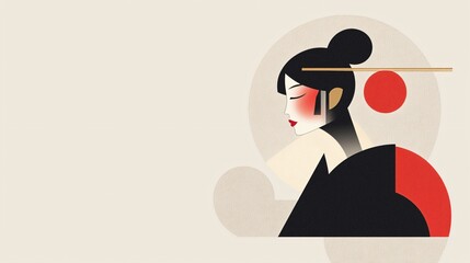 Cultural Portrait of a Woman Digital Art Contemporary Style Minimalist Environment Side View Artistic Expression