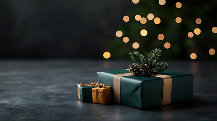 A beautifully decorated Christmas tree with colorful gift boxes, capturing the spirit of a festive family gathering. Ultra-Realistic, Photo Realistic, highly detailed, 