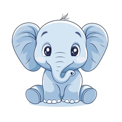 Fototapeta premium Adorable Baby Elephant Illustration: A Charming Cartoon of a Sweet Little Elephant