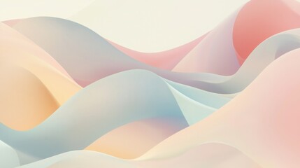 A serene abstract illustration featuring flowing waves in soft pastel colors, creating a harmonious and calming atmosphere.