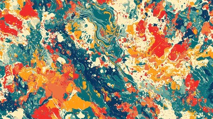 A colorful digital abstract pattern inspired by natural forms, suitable for textiles