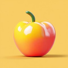 Vibrant Bicolor Bell Pepper on Sunny Yellow Background