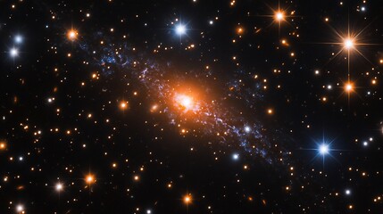 Bright spiral galaxy amidst countless stars in deep space.