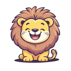 Obraz premium Adorable Happy Cartoon Lion Illustration