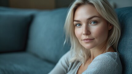Naklejka premium Modern Female Portrait with Serene Expression