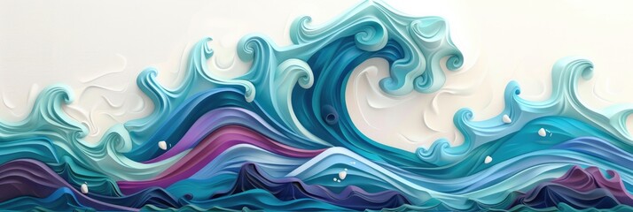 Wave Cartoon. Fun High-Coloured Aquatic Sculpture in Plasticine Style