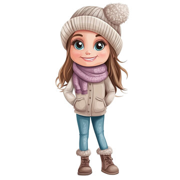 recommend clip art: Adorable Winter Girl Cartoon Illustration