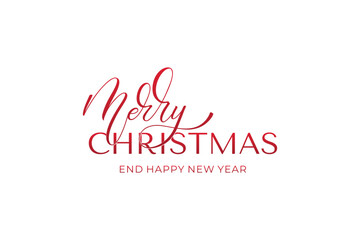 Merry Christmas and Happy New Year hand lettering calligraphy. Vector holiday illustration element. Typographic element for congratulations.