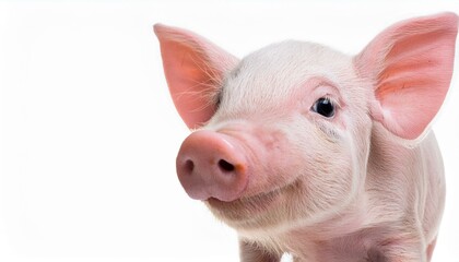 little pink pig isolated on white background generative ai