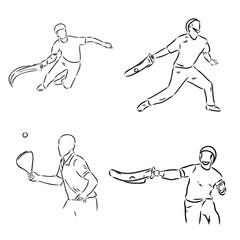 basque pelota vector line icon. playing basque pelota. sport pictogram illustration.