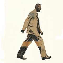 Man walk collage cutouts walking vintage illustration.