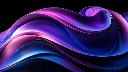 Abstract 3D Flowing Gradient Waves in Purple and Blue Tones
