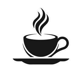 steaming coffee cup icon for cafe or restaurant logo