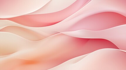 An abstract illustration featuring flowing waves in soft pink and beige colors, creating a serene background with smooth gradients.