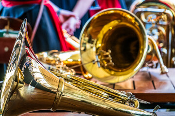typical music instrument of a bavarian brass band