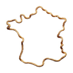 France Map border from rope, sturdy nautical concept element. transparent background © Graphiz07