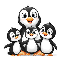 Naklejka premium Adorable Penguin Family Illustration