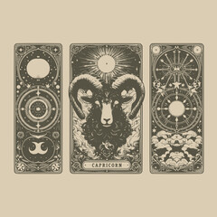 capricorn tarot playing card tattoo design