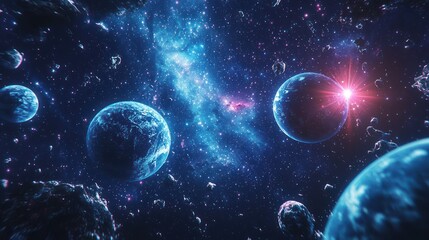 Obraz premium A dynamic shot of bowling in outer space, capturing the excitement of a cosmic-themed game