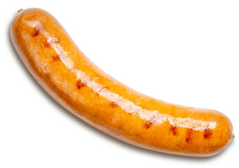 Grilled Sausages isolated on white background. Grilled smoke beef sausage isolated on white background With clipping path.