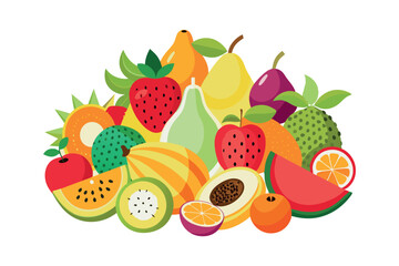 healthy and delicious fruit mix with exotic and common varieties